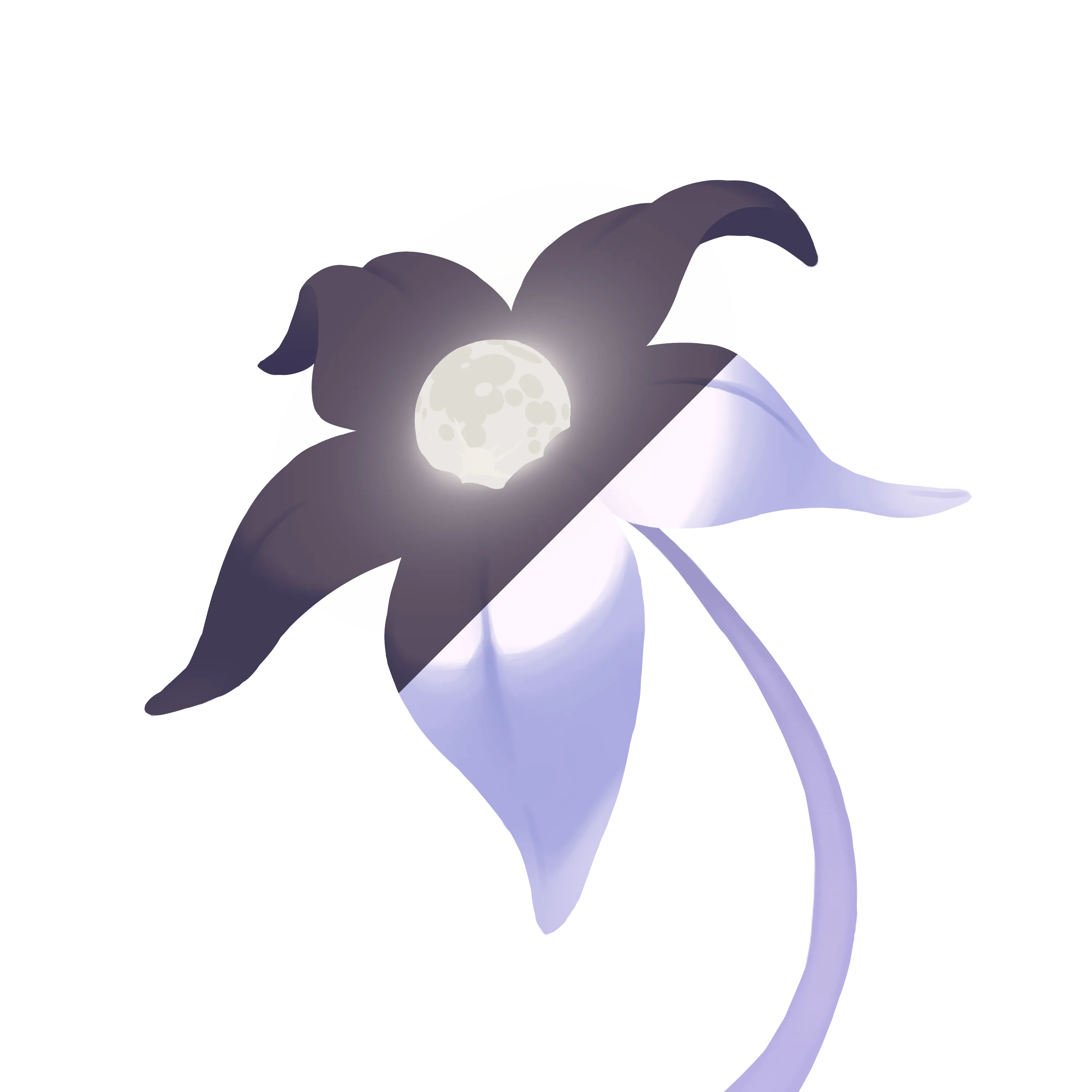 A flower with a moon in the middle